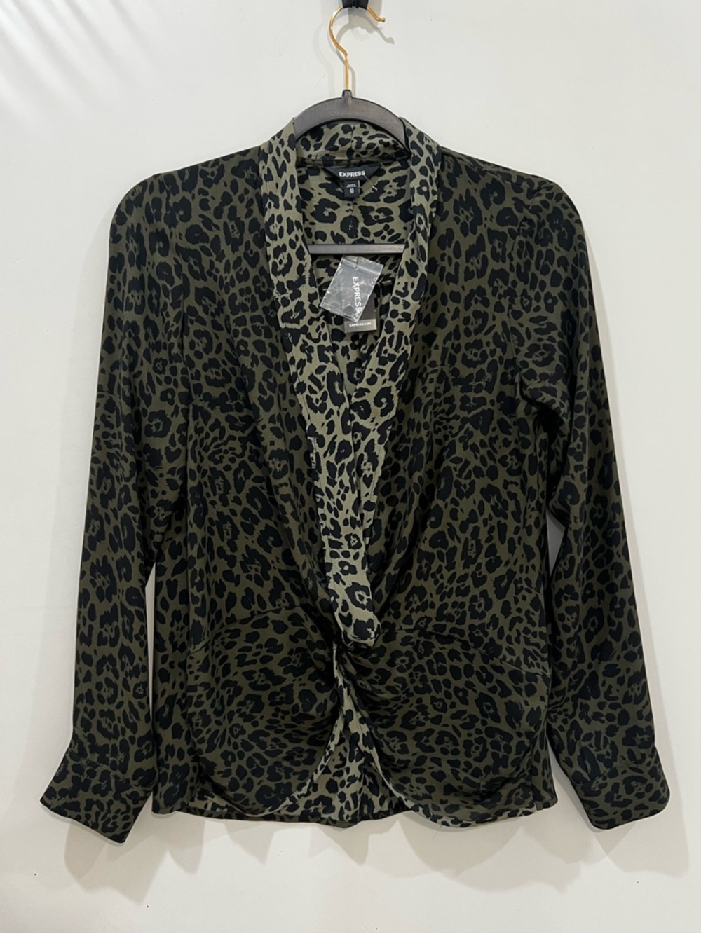 Express Womens XS Green Animal Print Long Sleeve Whimsigoth Exotic Safari Twist